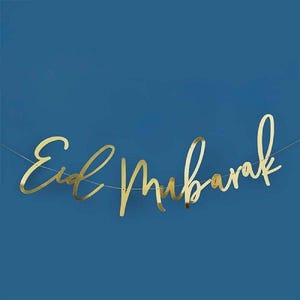 Złoty baner Eid Mubarak, dekoracja na uroczystość (2 m)