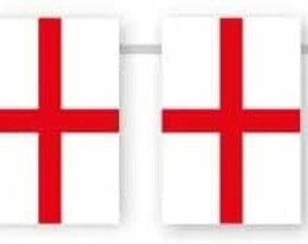 St. George’s Flaggen-Wimpelkette – 5 Meter, 10 Dreieckige Wimpel Aus 100% Baumwolle – Doppelseitig – Für WM, Rugby & England-Partys