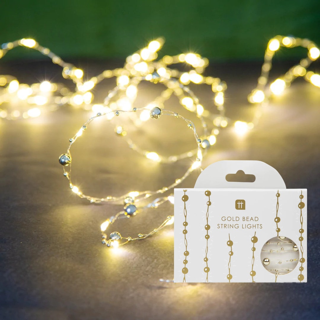 Mistletoe Gold Bead String Lights Mantlepiece Lights Mistletoe Xmas