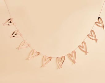 Rose Gold Heart Garland | Hen Party Bunting