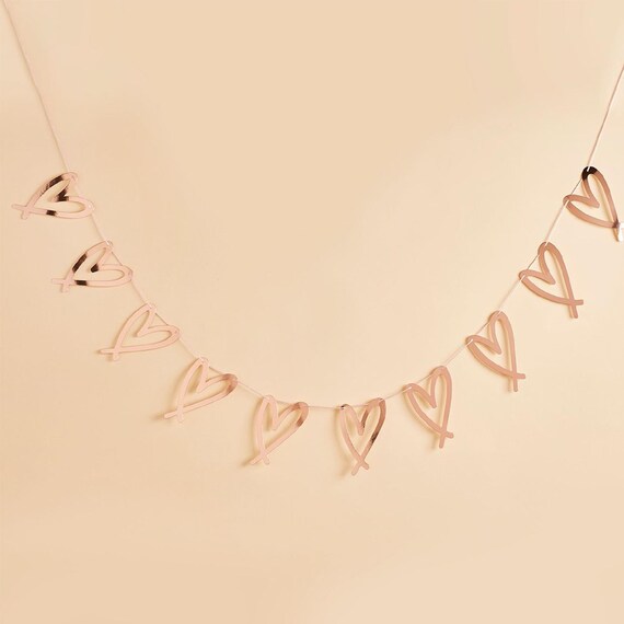 Rose Gold Heart Garland | Hen Party Bunting