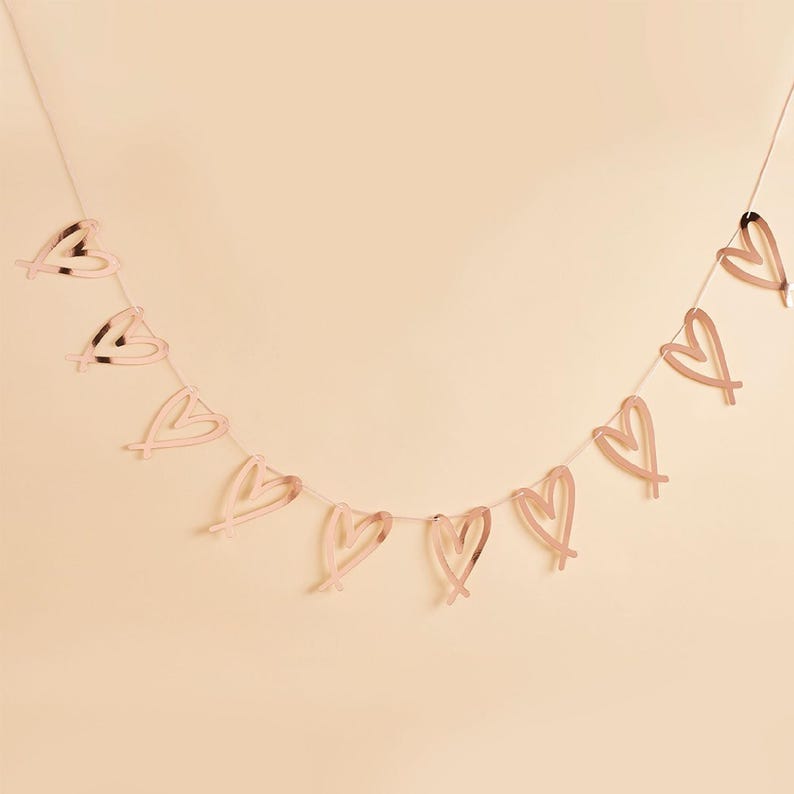 Rose Gold Heart Garland | Hen Party Bunting image 1
