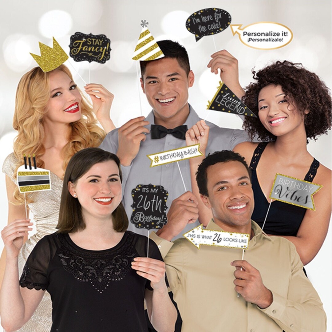 Gold Sparkling Birthday Photo Booth Props, Customizable Party Decor - Etsy