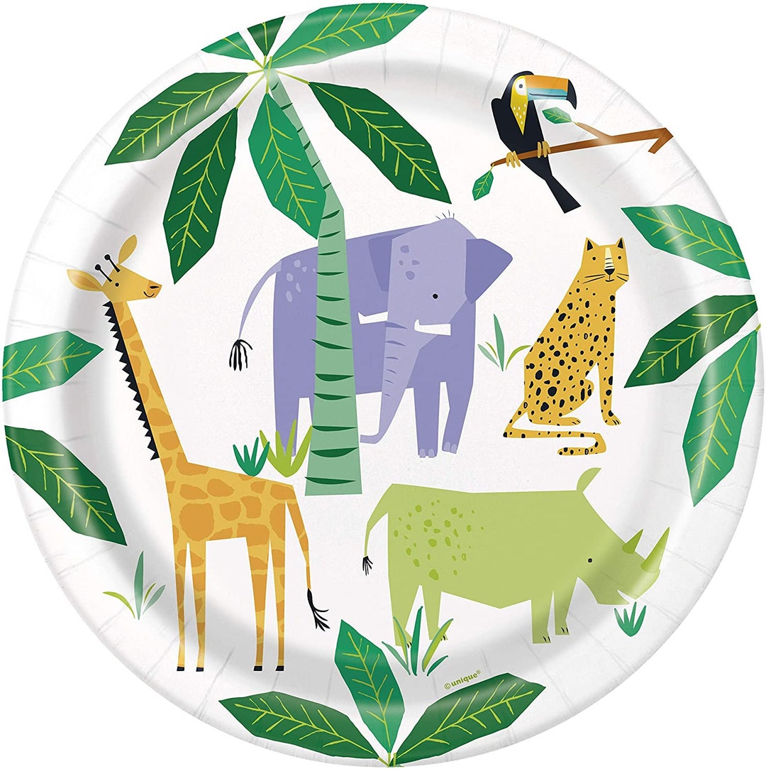 Jungle Animals Safari Party Plates Animal Party Decorations Etsy
