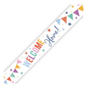 Striscione multicolore per feste di benvenuto a casa, 2,7 m, decorazione di benvenuto a casa, cartello di benvenuto a casa, festa per neonato