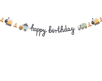 Construction Banner Cake Topper Bunting Balloon Party Decorations
