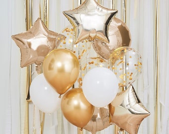 12 Metallic Gold Balloons Bundle, Gold Balloons Kit, Wedding Decor, Baby Shower Decor, Birthday Party Balloons, Hen Party, Party Balloons