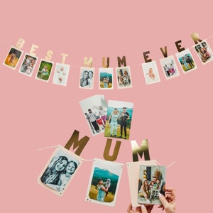 Bandierine fotografiche Best Mum Ever, regalo per la festa della mamma, accessori per foto della festa della mamma, centrotavola, regalo di compleanno della mamma