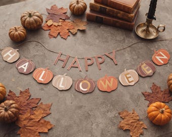 Pumpkin Happy Halloween Card Banner, Trick or treat decor