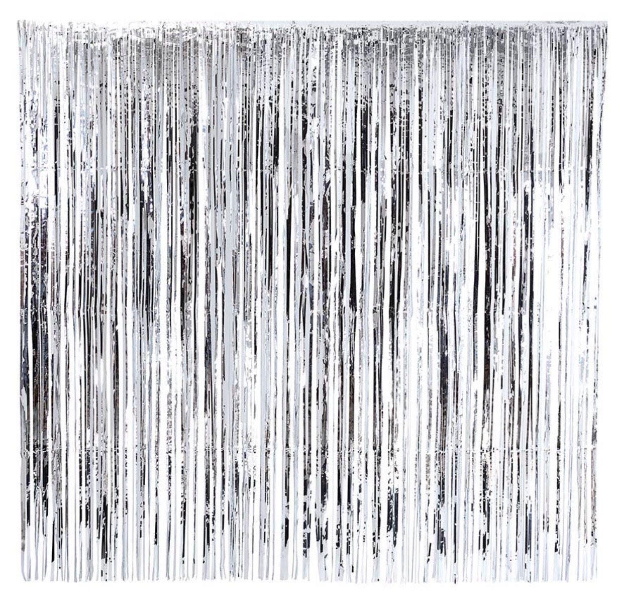 Party Decorations Silver Metallic Door Curtains Party Etsy