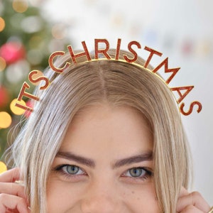 Red and Gold It&#39;s Christmas Headband, Christmas Party Headband, Party Headband, Christmas Dress Up, Xmas Party Accessories