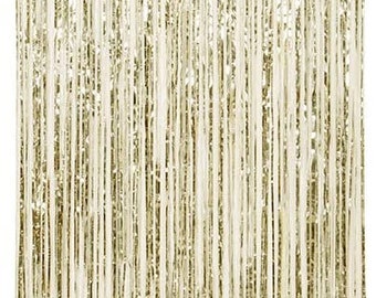 Gold Foil Fringe Door Curtain, Metallic Gold Backdrop, Wedding Decorations, Venue Decor, Baby Shower Decor, Party Backdrop