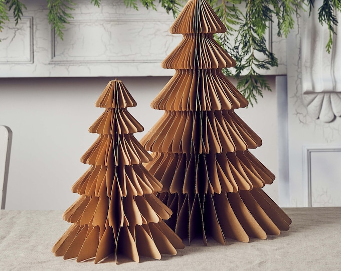 2 Christmas Tree Christmas Decorations, Gold Christmas