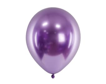 6 Violet Chrome Party Balloons 30 cm Biodegradable Metallic 12" Purple Latex Reflex Birthday Party Balloons Eco Friendly