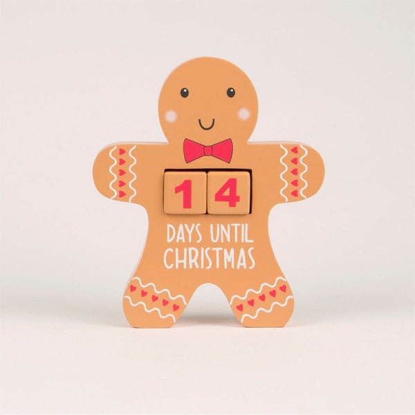 Gingerbread Man Countdown Blocks Advent Calendar Christmas Fun Xmas Table Decoration Decor Novelty Holiday Ornament Christmas Decorations