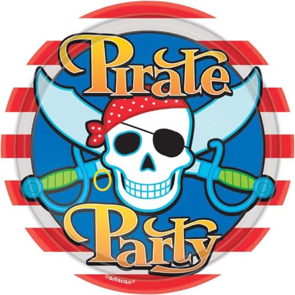 8 Pirate Party Paper Plate, Pirate Plates, Pirate skull plates, Boys Birthday Party, Pirate Party,  Birthday decoration, Paper plates