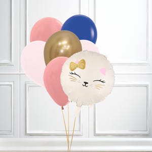 Cat Face Balloon Set | Kitty Party Balloons | Cat Foil Balloon and 6 Latex Balloons | Cat Birthday Decorations | Cute Pet Party Supplies