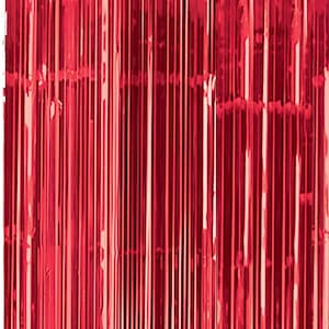Red Fringe Door Curtains 91cm x 2.43m, Party Decorations, Red Metallic Door Curtains, Party Curtain, Party Backdrop, Photo Booth Prop