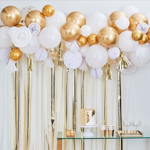 Gold Fringe Tinsel Curtain Backdrop (2 pack) from Ellie's Party Supply