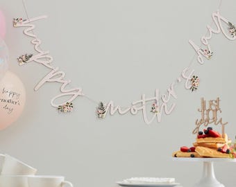 Floral Happy Mother's Day Bunting, Eco-Friendly Paper Banner