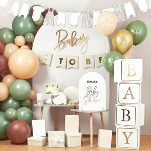 Sage Green Baby Shower Decorations, Neutral Baby Shower, Boys Baby Party, Girls Baby Shower, Botanical Baby Party Decorations