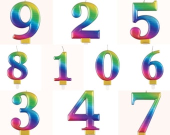 Rainbow Metallic Number Birthday Candle