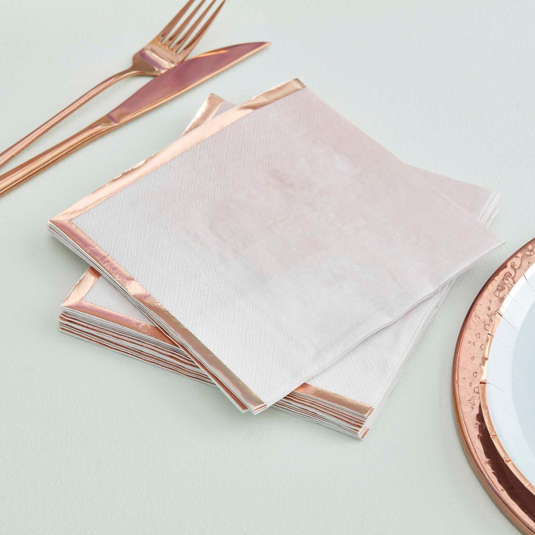 16 Pink and Rose Gold Party Napkins Reactive Glaze Pink Etsy