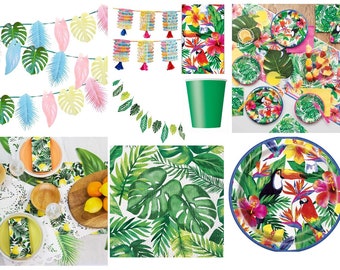 Tropical Fiesta Palm Paper Table Cover, Tropical Party Table Decorations, Paper  Table Runner, Birthday Table Decoration 