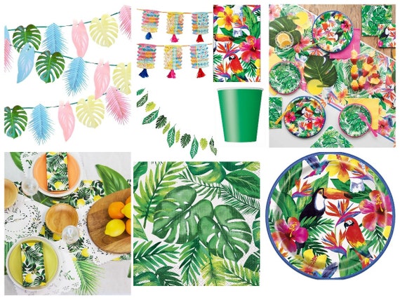 Summer Party Decorations, Hawaiian Party, Tropical, Garden Party Tableware,  Palm Tropical Luau Theme Bunting Garland Hanging Boho Lantern -  Canada