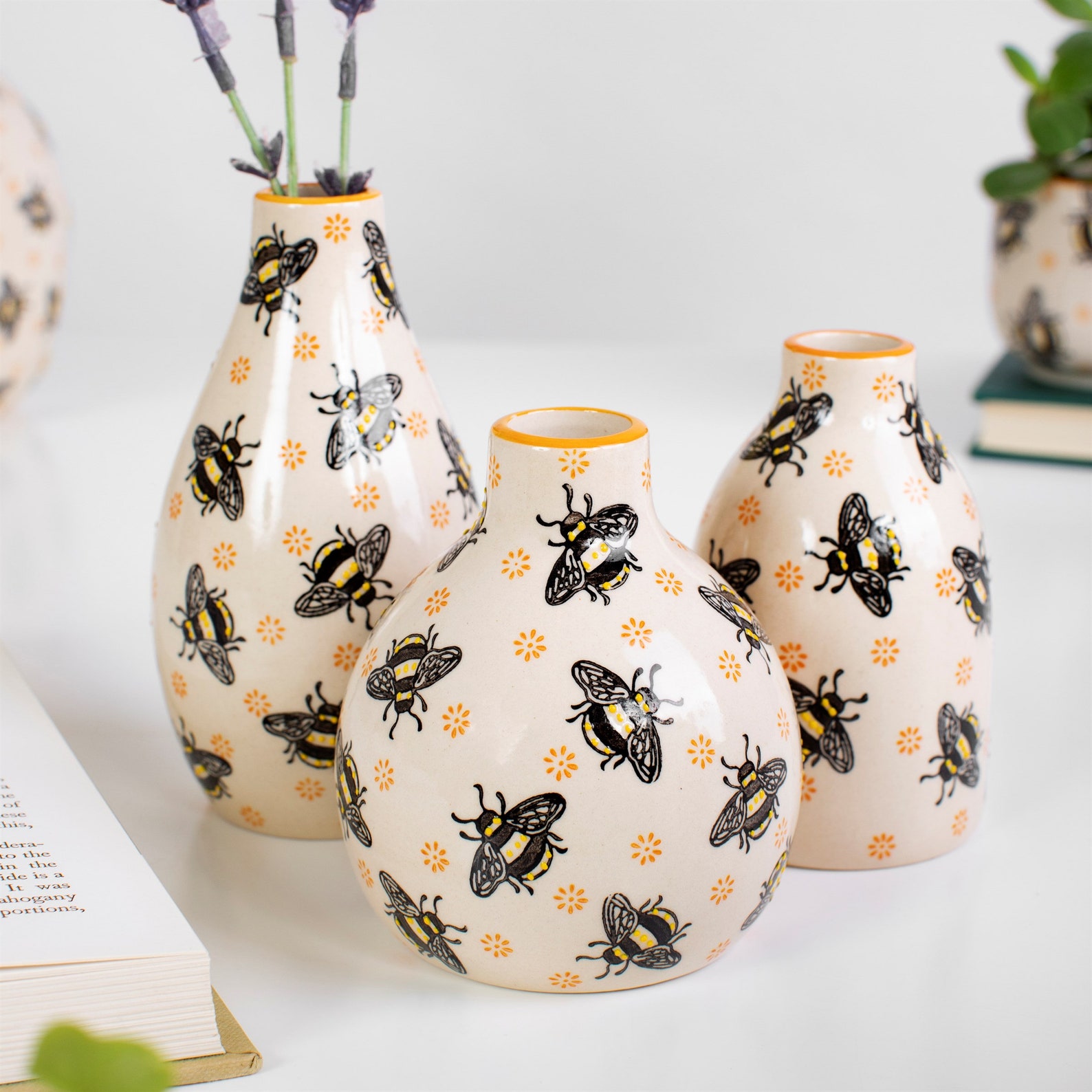 3 Busy Bee Vases Mini Flower Vases Mini Vase Wedding Table Etsy