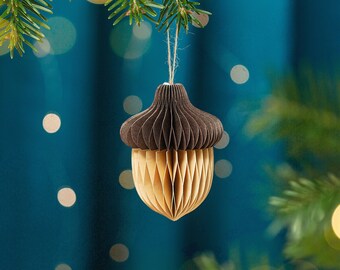 Acorn Honeycomb Paper Hanging Decoration, Forest Woodland Birthday Party Decor, Autumn Theme, Christmas Tree Hanging Decorations, Ornaments