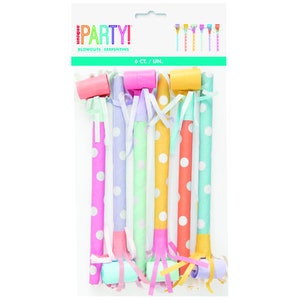 6 Pastel Coloured Party Blowouts, Kids Birthday Party, Party Favours, Party Supplies , Goody Bags,Party Bag Fillers