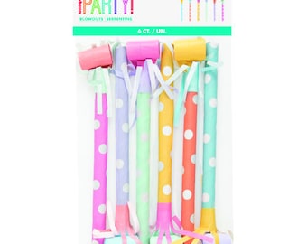 Pastel Party Blowouts: Kids Birthday Favors, Set of 6