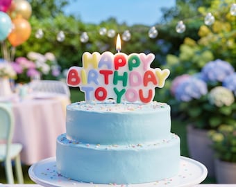 Happy Birthday to You Cake Candle, Rainbow Party Cake Topper