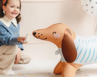 Standing Dachshund Foil Balloon: Dog Party Decoration with Owner Card