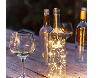 Bouteille lumineuse blanc chaud, Lampes LED pour bouteille, Centre de table de mariage, Guirlande, Lampes pour bouchon de bouteille, Décorations de table pour fête de Noël