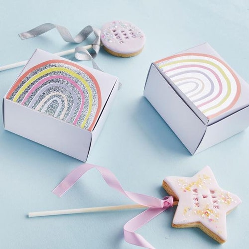 10 Rainbow Cake Favour Boxes Birthday Cake Boxes Rainbow Etsy