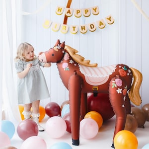 Giant Horse Foil Balloon, Inflatable Horse Decoration, Horse Balloon Decor, Equestrian Theme, Animal Party Balloon, Children’s Party