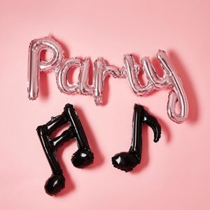 Rose Gold Party and Musical Note Foil Balloon Garland, Disco Theme Party Decorations, 80s Party, Musician, Music Festival, Influencer Party