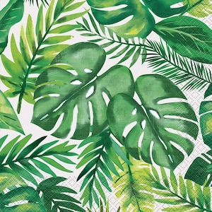 Tropical Party Napkins, Summer Party Decorations, Hawaiian Party, Garden Party Tableware, Palm Tropical Luau Theme Party Napkins, BBQ Party