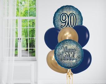 90er Geburtstag Luftballons, 90er Geburtstag Dekorationen, 90er Geburtstag Party Ballon Herzstück, alles Gute zum Geburtstag Ballon-Set, blauer Geburtstag