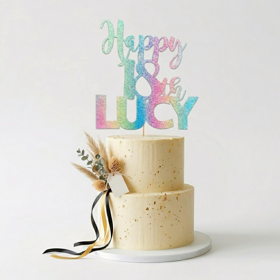 Personalised Rainbow Glitter 18th Birthday Cake Topper - Etsy