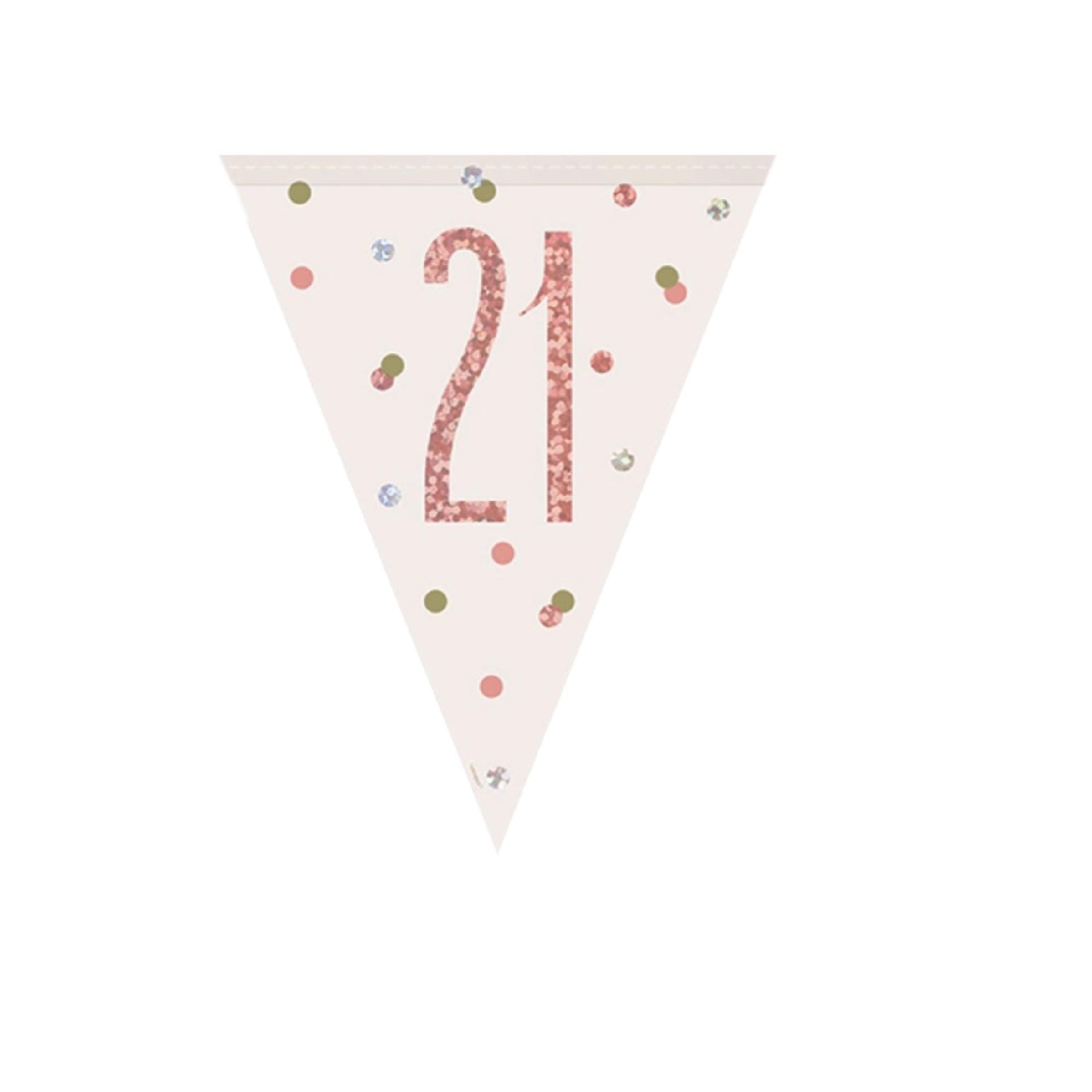21. Geburtstags-Wimpelbanner Rosa & Silber – 2,74 M Lang, Glitzer-Deko Für Die Mottoparty