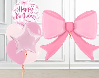 Decorazioni per Feste di Compleanno con Fiocco Rosa, Piatti e Bicchieri Decorazioni per Feste di Compleanno con Fiocco Rosa, Piatti e Bicchieri