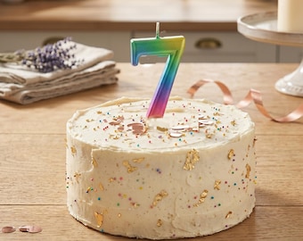 Rainbow Metallic Number Candles - 0-9 Ombre Birthday Candles