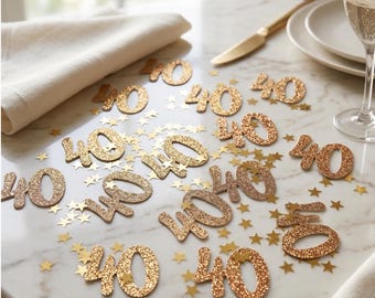 Confeti personalizado con números brillantes para un cumpleaños o aniversario elegante