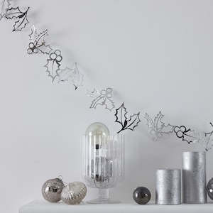 Silver Holly Shaped Christmas Bunting , Christmas Bunting , Christmas Garland, Festive Decorations, Holly Christmas Bunting ,Christmas Decor