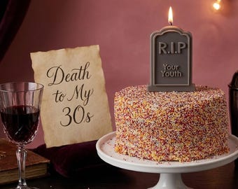 Witzige RIP Deine Jugendgrabkerze für eine 30., 40. Geburtstag Beerdigung