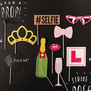 Hen Party Photo Booth Props, Bridal Shower Photo Props, Bridal Party, Bachelorette Party Photo Props, Hen Party Selfie Photo Props