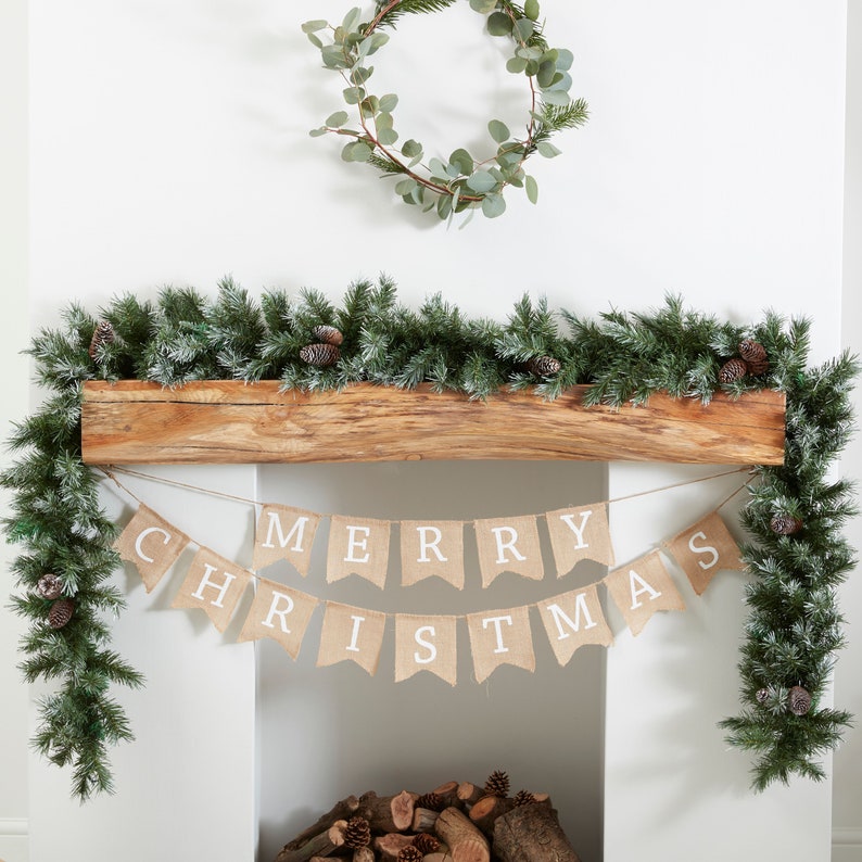 Rustic Christmas Bunting, Merry Christmas Garland, Festive Decorations, Xmas Decor